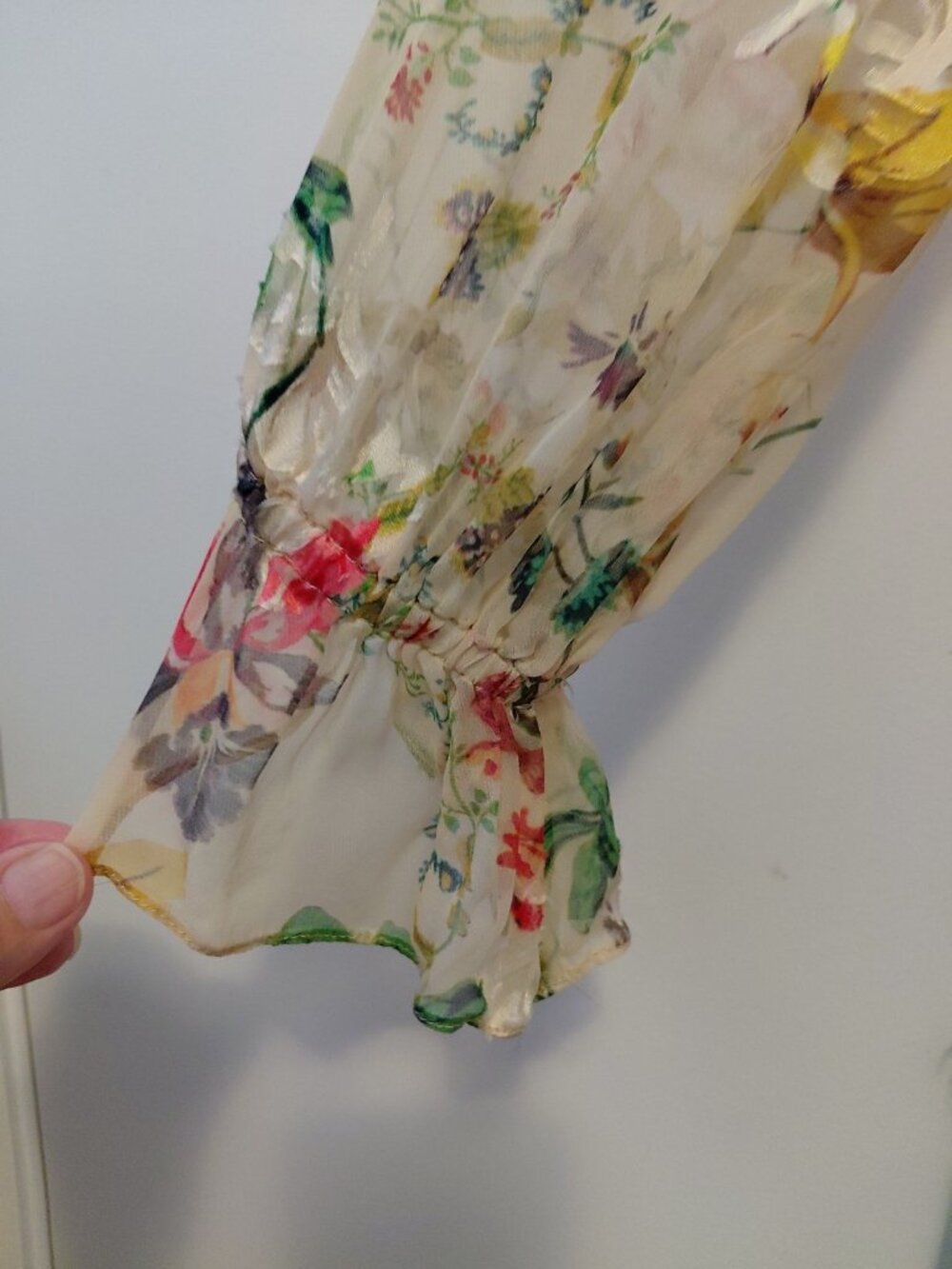 Hemnant & Nandita Wild Rose Silk Dress Tiered V-Neck Floral Long Sleeve Medium - Picture 8 of 12